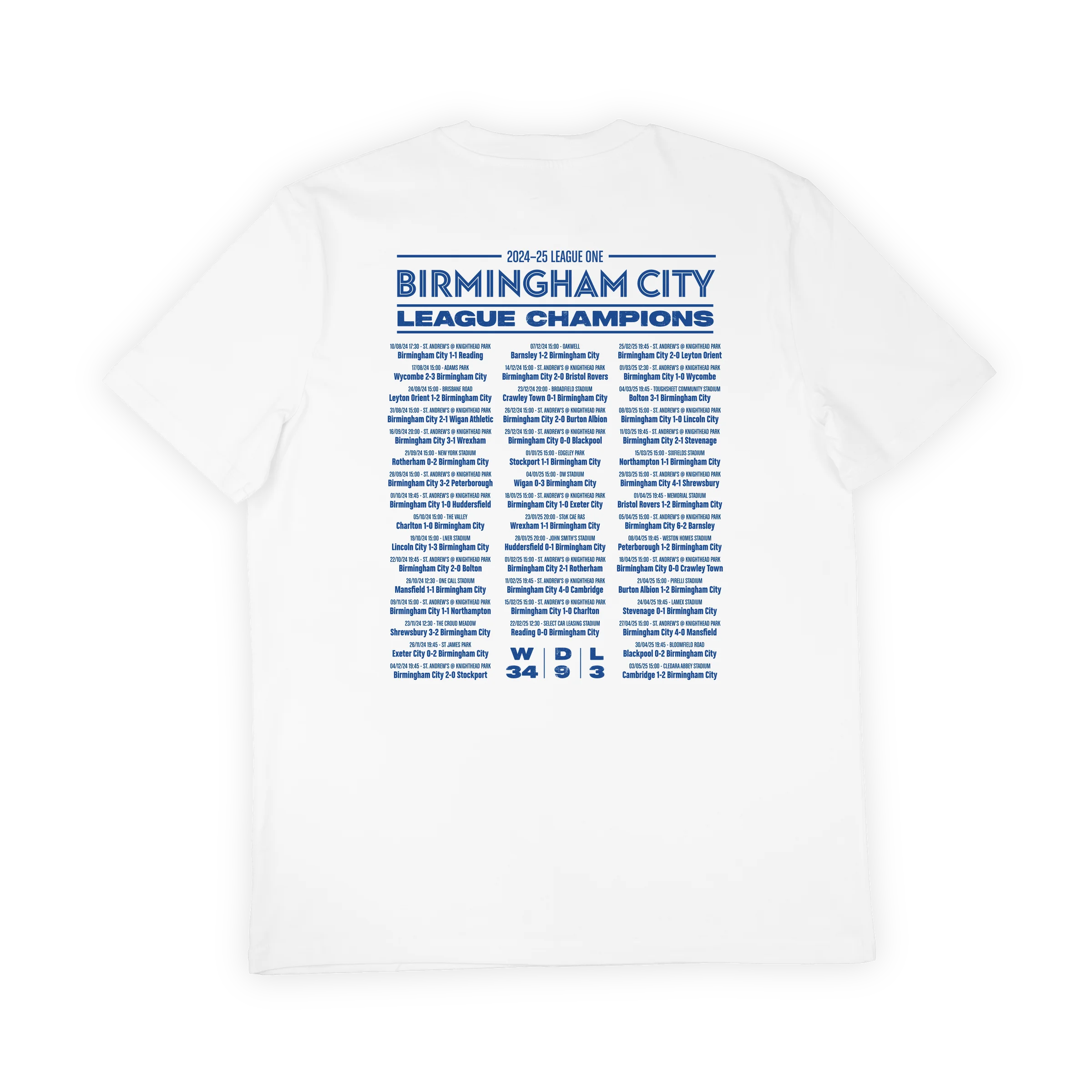Birmingham Champions T-Shirt – 24/25 League One Winners