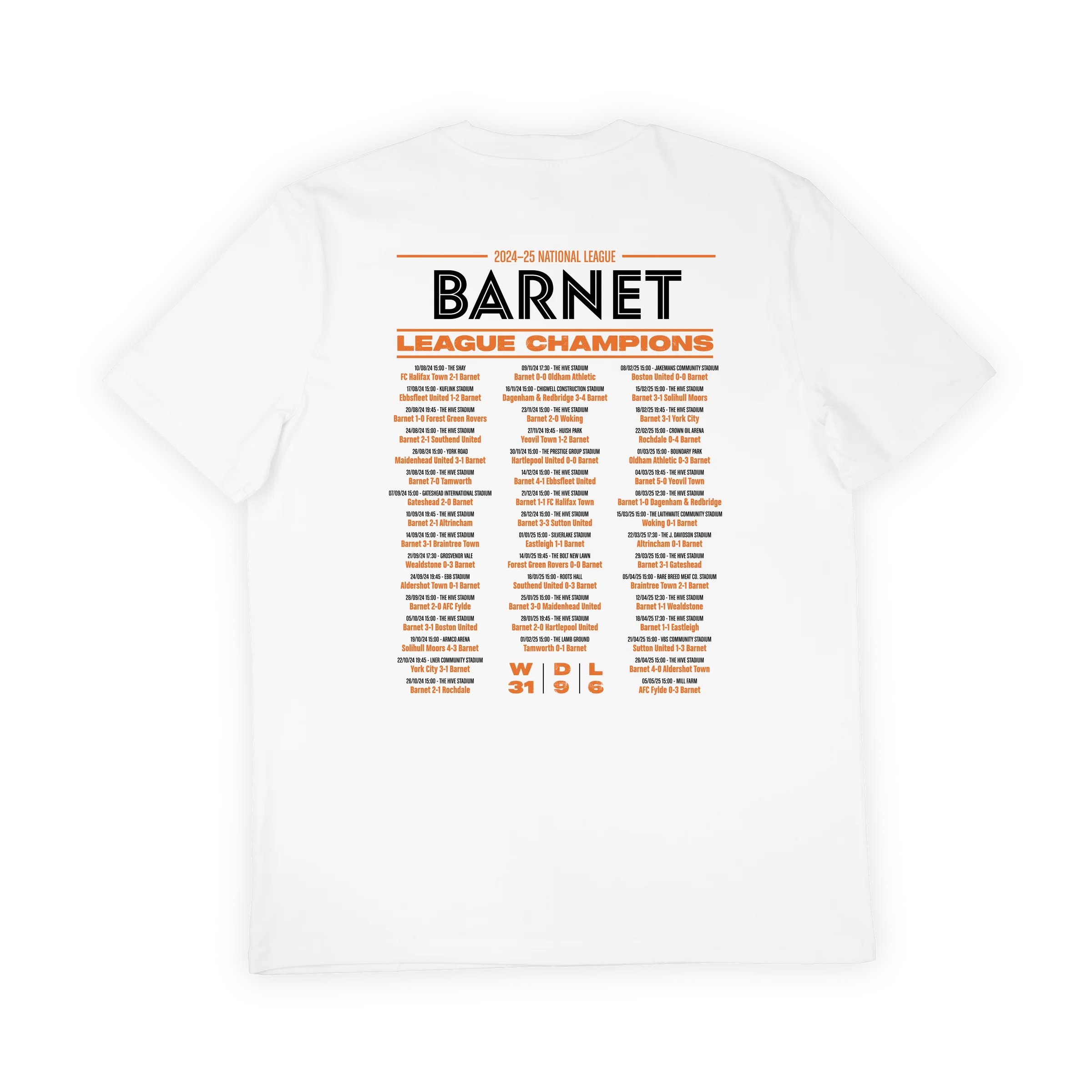 Barnet Champions T-Shirt – 24/25 National League Winners