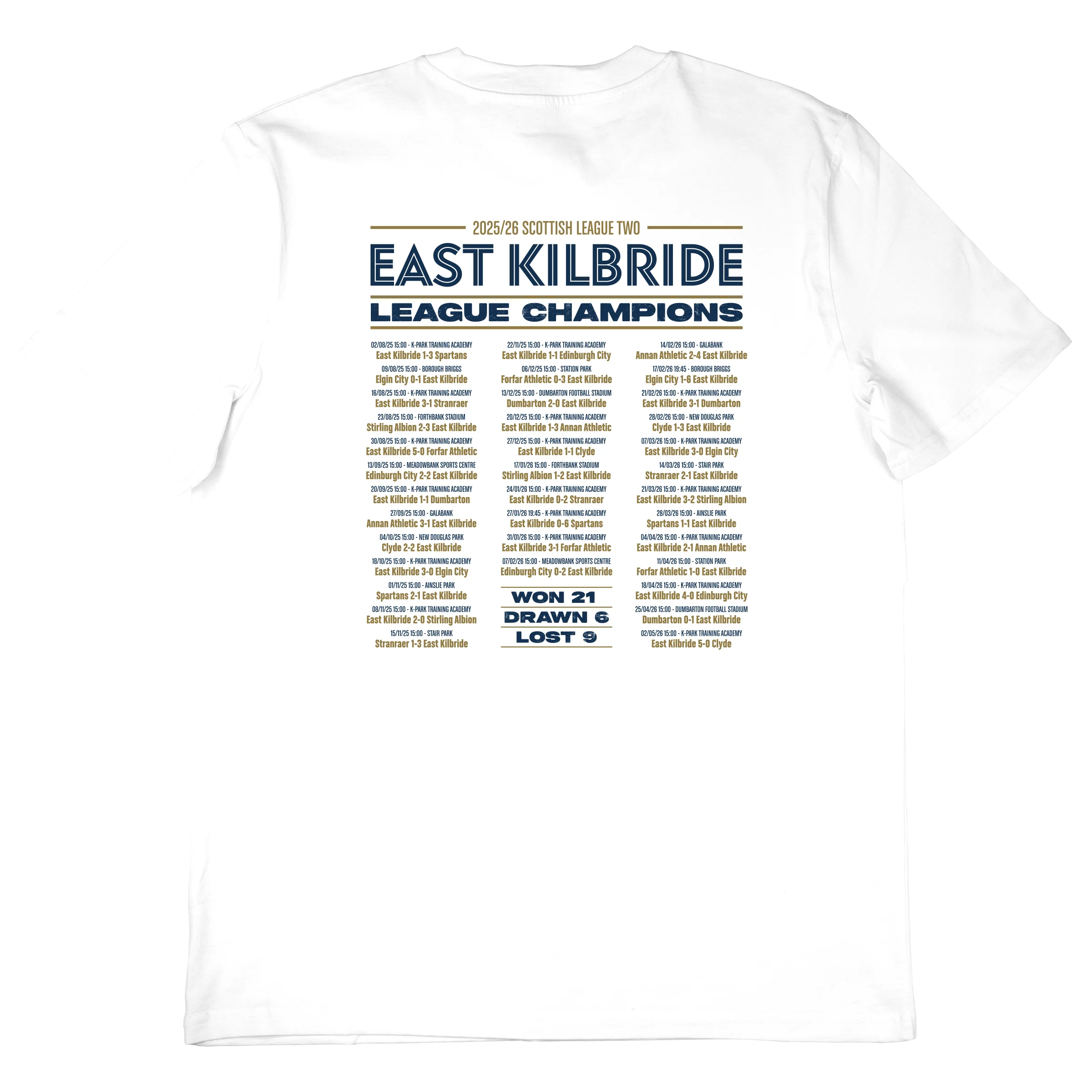 East Kilbride Champions T-Shirt – 25/26 Scottish League Two Winners