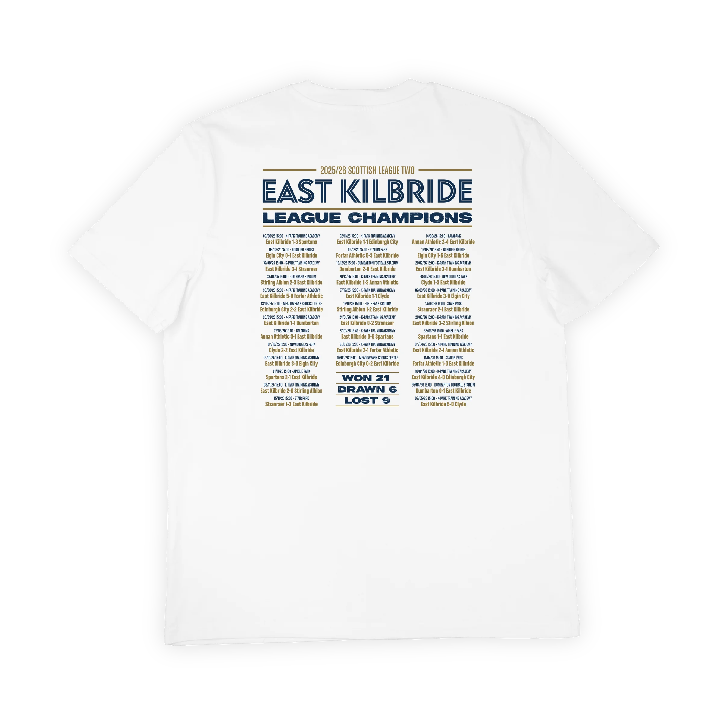 East Kilbride Champions T-Shirt – 25/26 Scottish League Two Winners